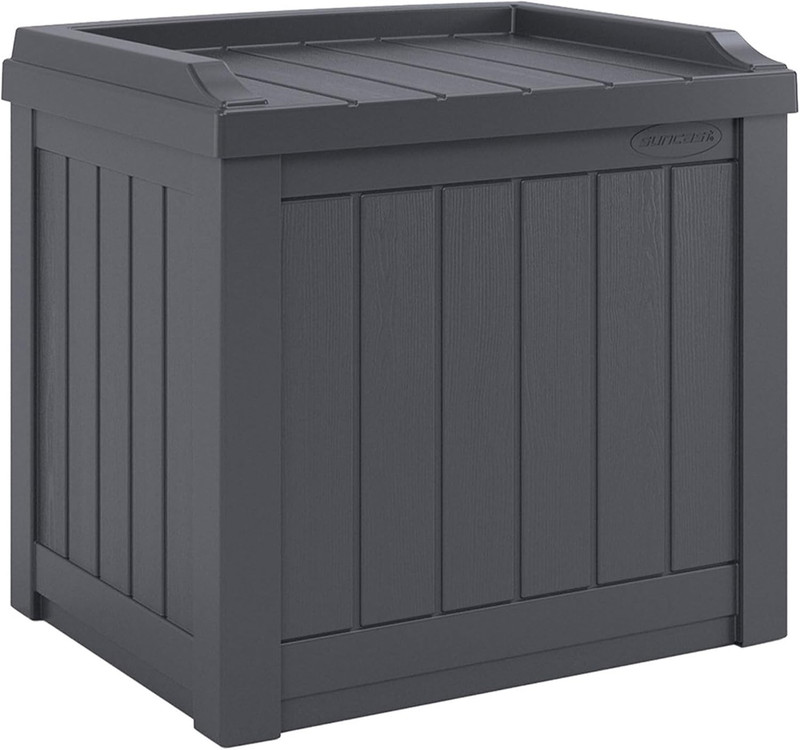 2 Pack 22 Gal. Small Deck Box with Bench Seat for Indoor/Outdoor Use gallery