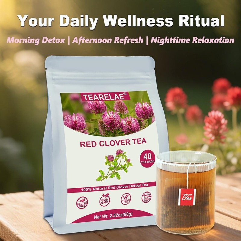 TEARELAE - Red Clover Tea Bags, 40 Count - Premium Natural Red Clover Herb - Caf gallery