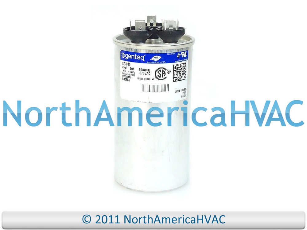 2 Pack - CAPCOM Capacitor 45/5 uf MFD 370 Volt Replaces GE Genteq 27L880 27L568