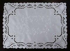 Solid White Beige Embroidered Floral Placemats Table Runner Wedding Bridal Decor