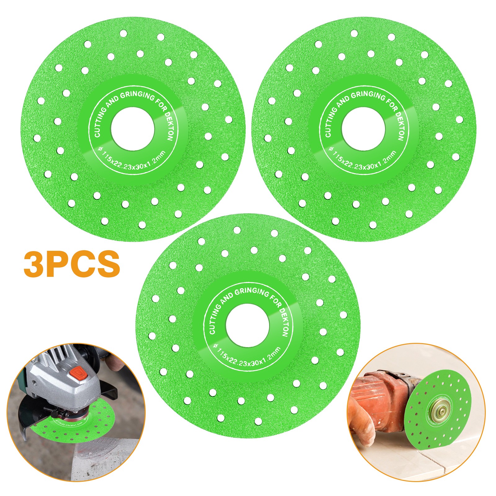 3x 4.5"Diamond Glass Cutting Disc Tile Ceramic Marble Chamfer Blade for Grinder gallery