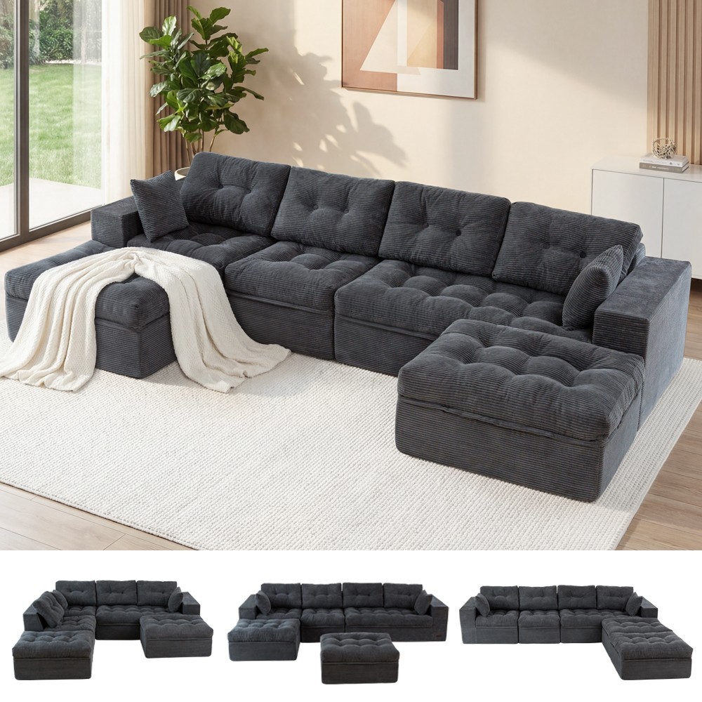 MAXYOYO Sectional Cloud Modular Couch ,L/U Shape Sofa with Convertible Ottoman gallery