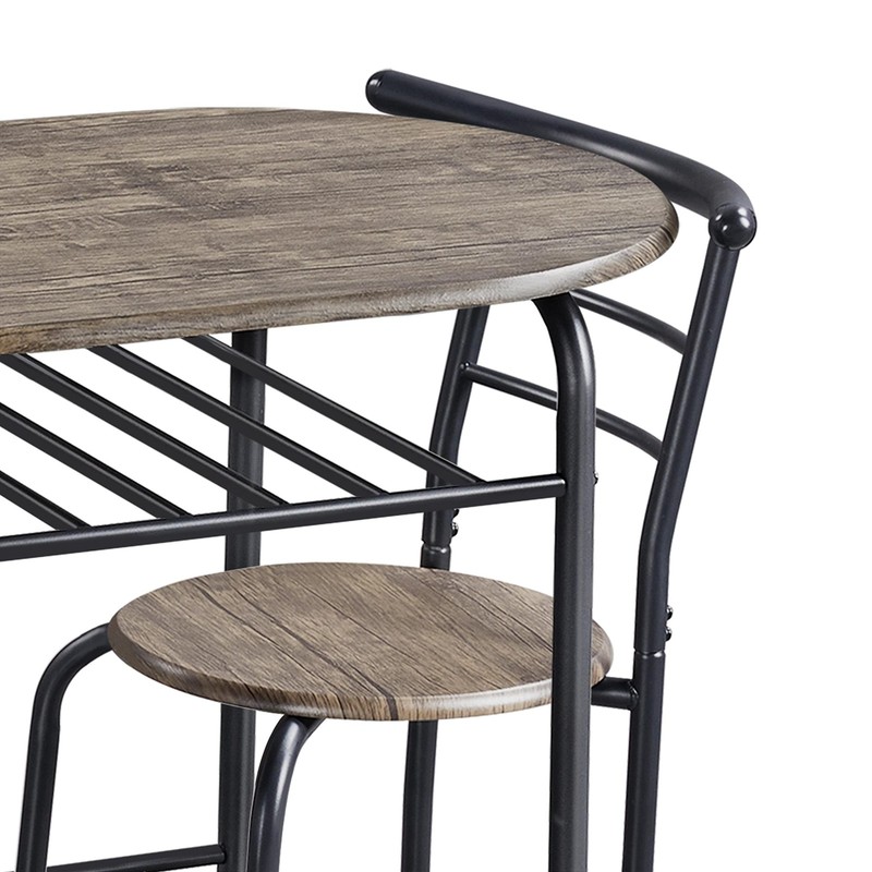Table & Chair Sets for 2, Dining Room Table Set w/Metal Frame,Storage Rack,Brown gallery