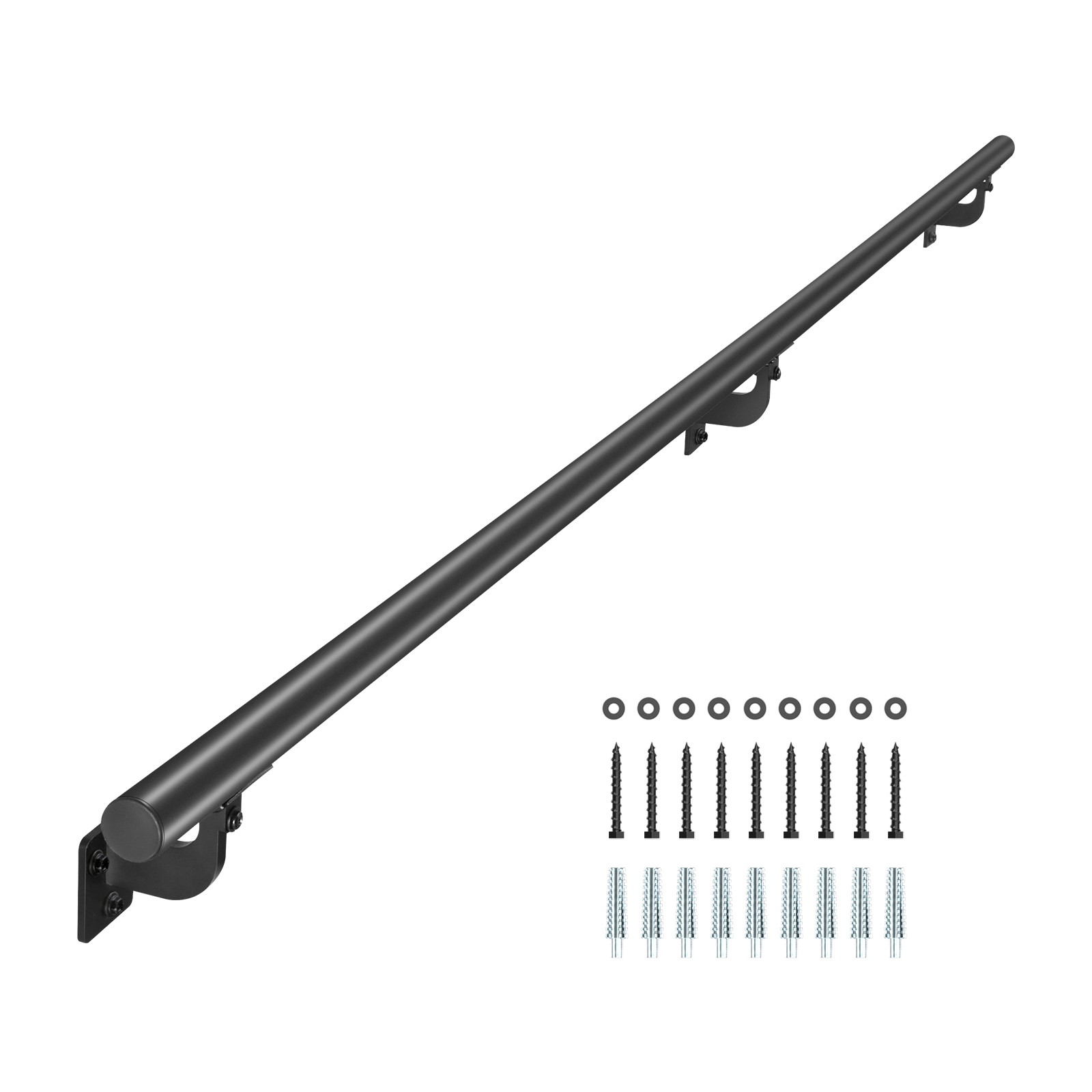 VEVOR 5ft Wall Mounted Stair Handrail Black Aluminum Indoor Outdoor Railing gallery