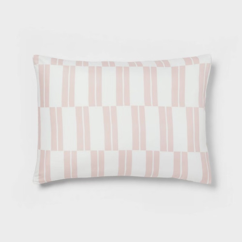 Room Essentials 7-Piece Comforter Set Dash Stripe, Ivory/Light Pink, Full gallery