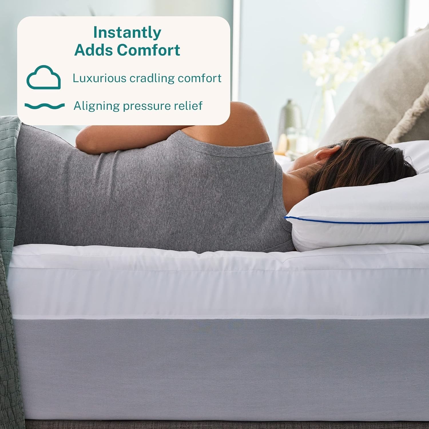 Dual Layer 4 Inch Memory Foam Mattress Topper, California King Size, Ultra Soft gallery