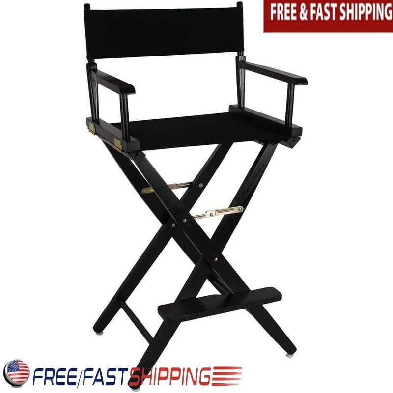 Durable Solid Hardwood Folding Bar Stool W/ Armrests Comfortable Portable Design