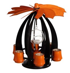 Floating Pyramid Anthracite Orange with Glass Ball WxHxD 33,5x37x33,5cm NEW