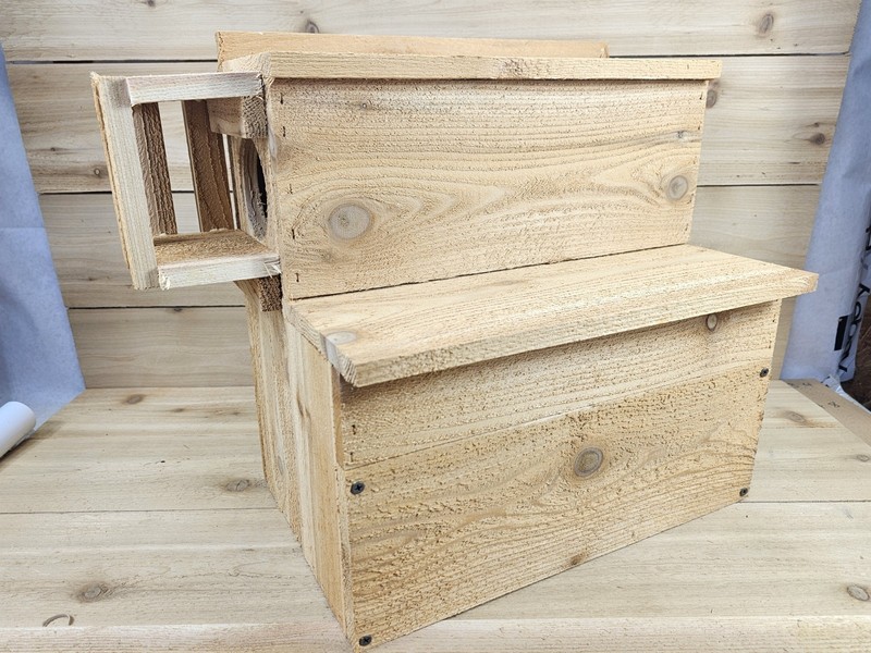Squirrel House Nesting Box Bird Nature Animals Safety Wooden Cedar Handmade USA gallery