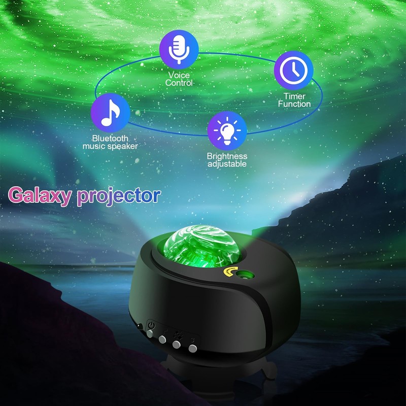 Larger Coverage Area Galaxy Projector,with Changing star projector, Black gallery