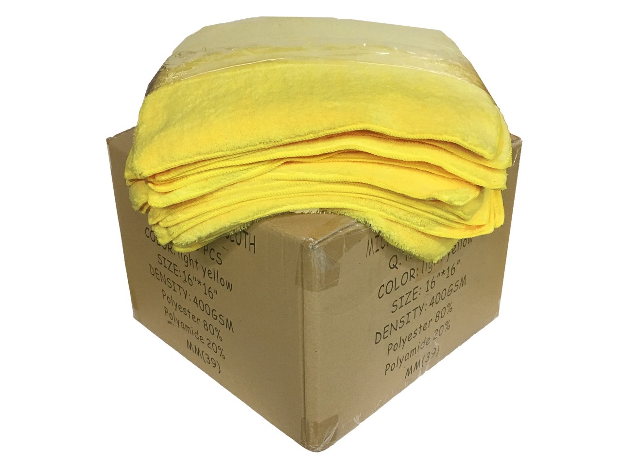 120 Case Microfiber 16"x16" Cleaning/Detailing Cloths EXTRA PLUSH 400GSM Yellow gallery