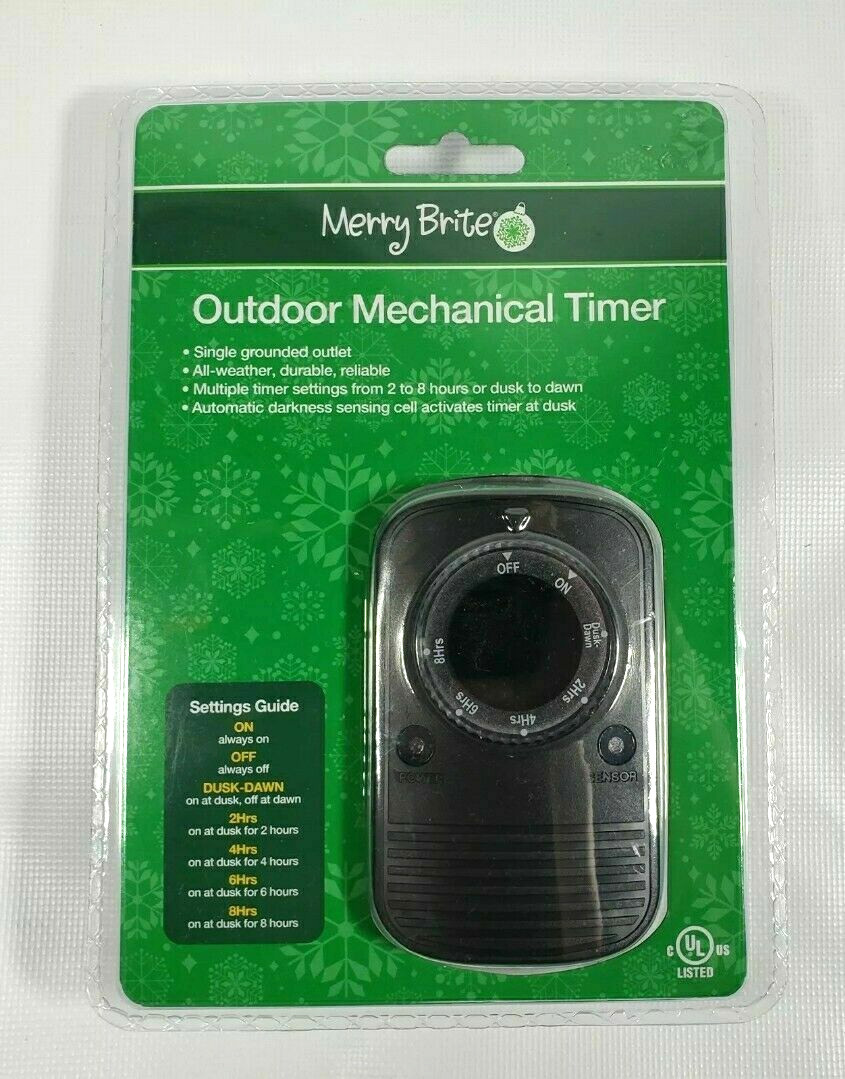 2 X Merry Brite Outdoor Mechanical Timers, 2-8 hours or Dusk-Dawn, Single Outlet gallery