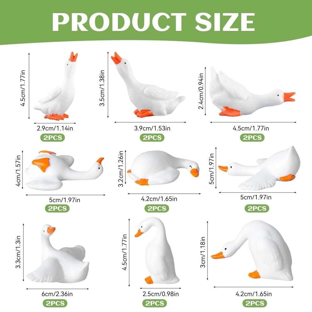 FCKLVMC 18 Pcs Mini Goose Figurine, Tiny Resin Goose DIY Crafts Desk Goose Ca... gallery