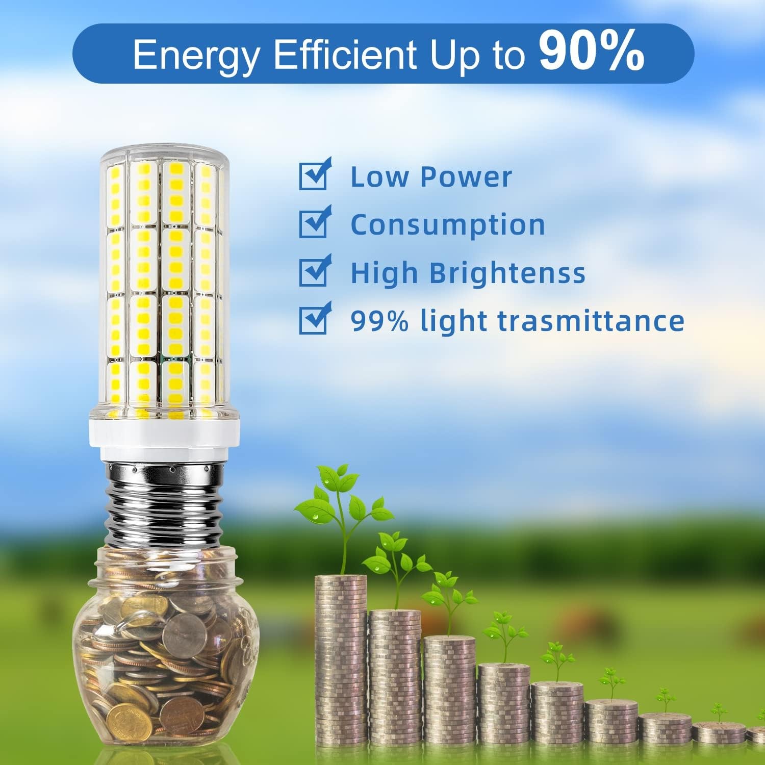 LED Corn Light Bulb 200W Equivalent 2500 Lumen 5000K Cool Daylight White 20W E2 gallery