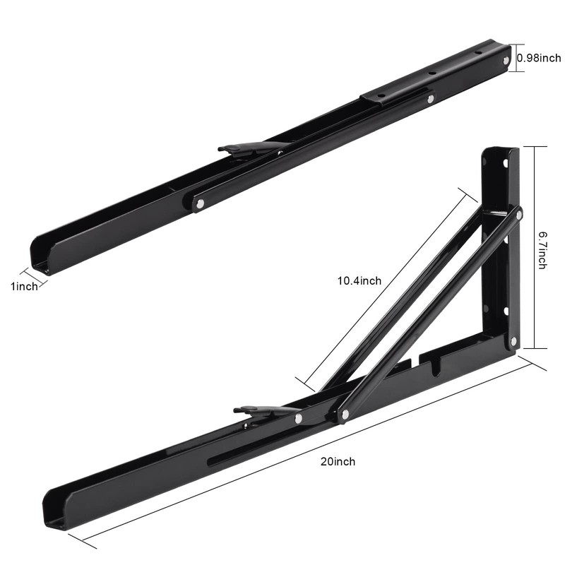 2 Pack 20" Black Folding Shelf Brackets Heavy Duty 330lb DIY L Bracket gallery
