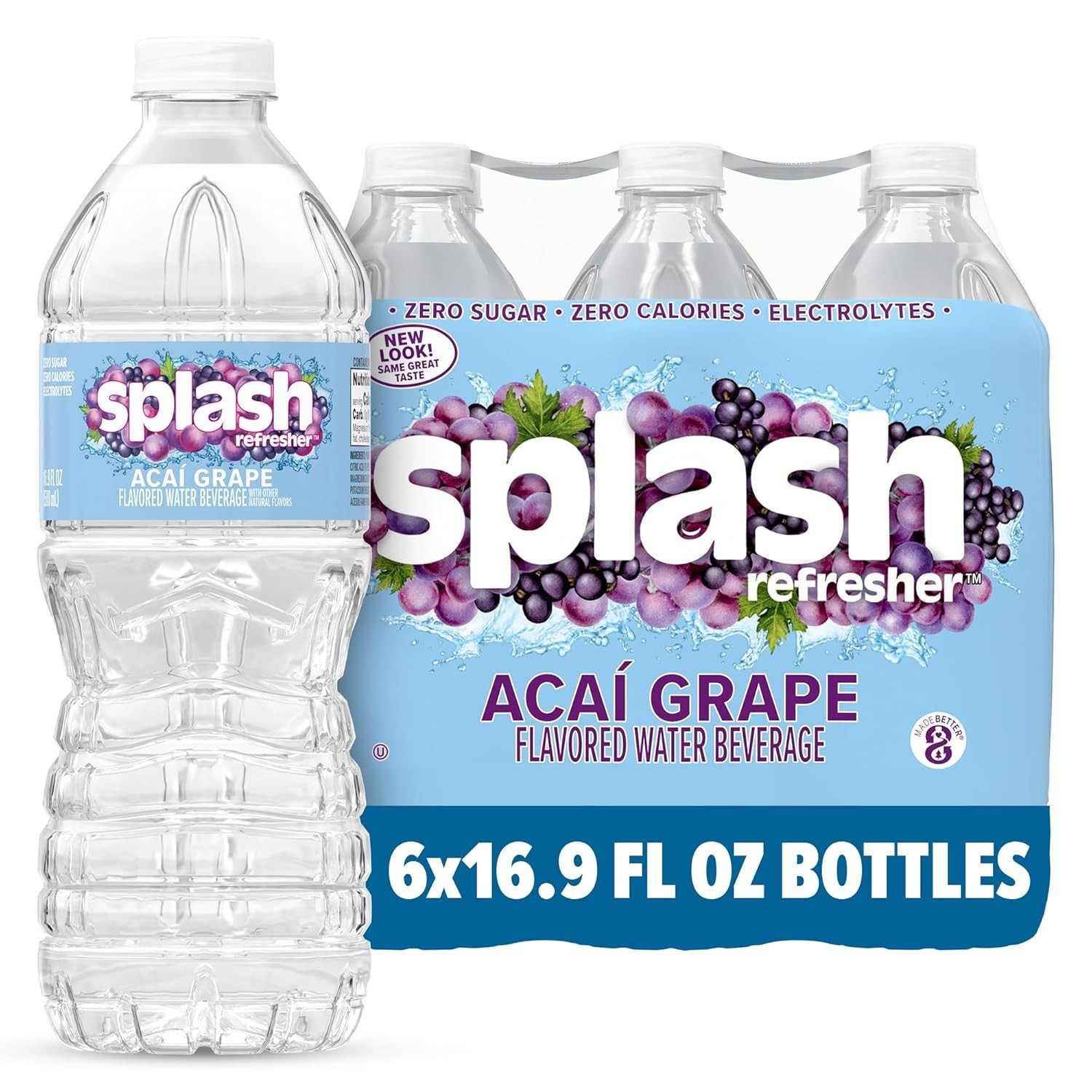 Splash Refresher Acai Grape Flavored Water, 16.9 Fl Oz, Plastic Bottle Pack of 6 gallery
