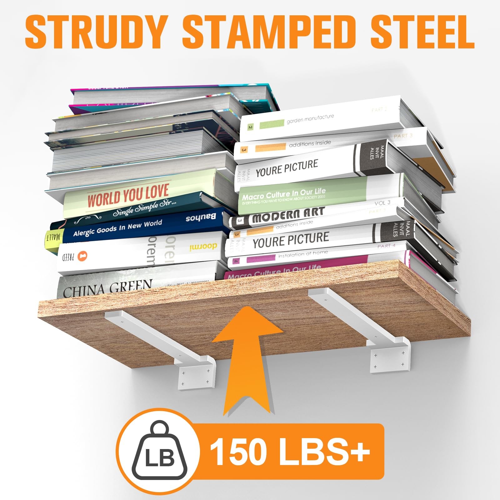 Floating Shelf Brackets 8 Inch 6 Pack Heavy Duty Metal - 150 lbs Load Capacity gallery