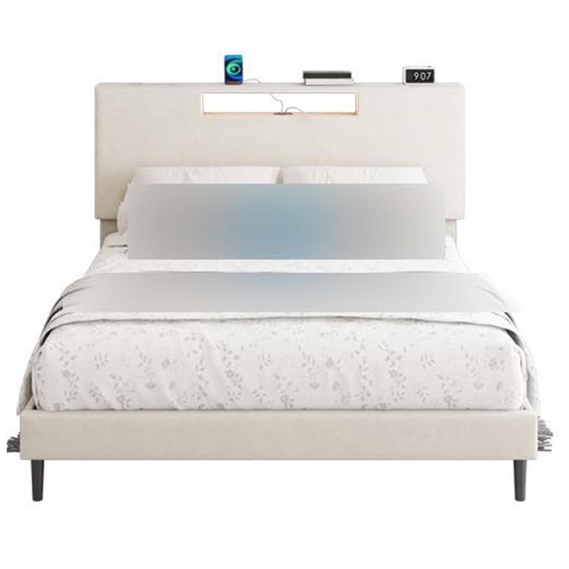 Queen Size Bed Frame with LED Light Fast 40 Minutes Easy Assembly Bed gallery