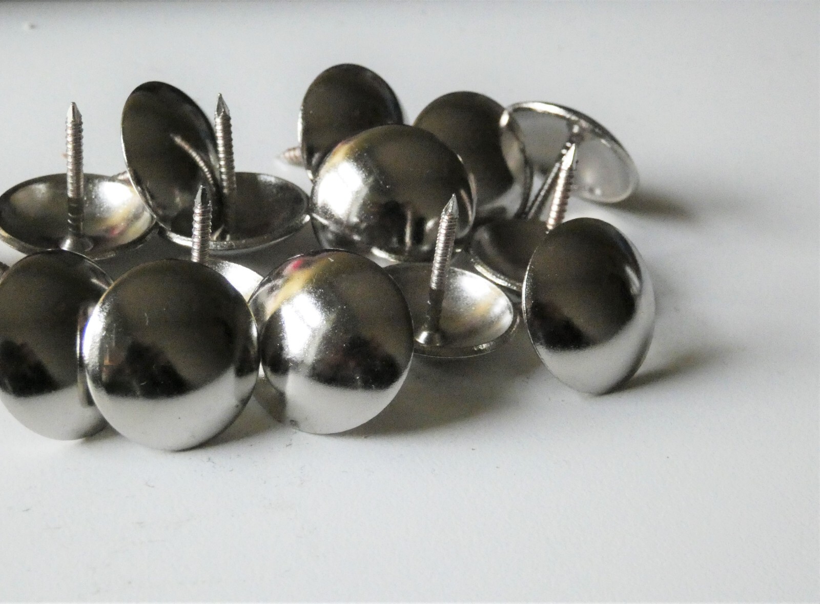CHROME NICKEL SILVER - UPHOLSTERY NAILS STUDS TACKS PINS (LARGE 22mm) gallery