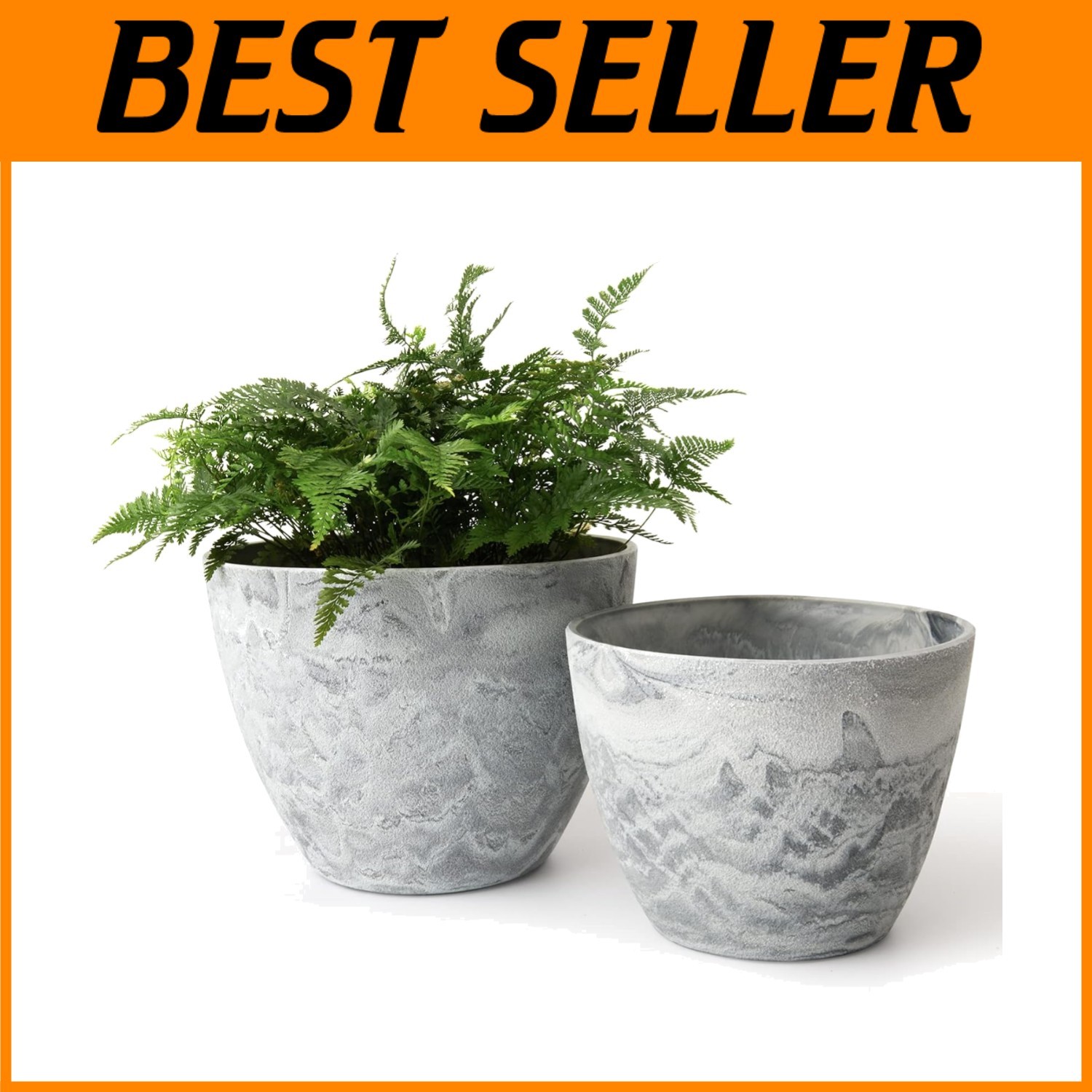 Indoor Outdoor Plastic Planters - Drainage Holes, Set 2- gallery