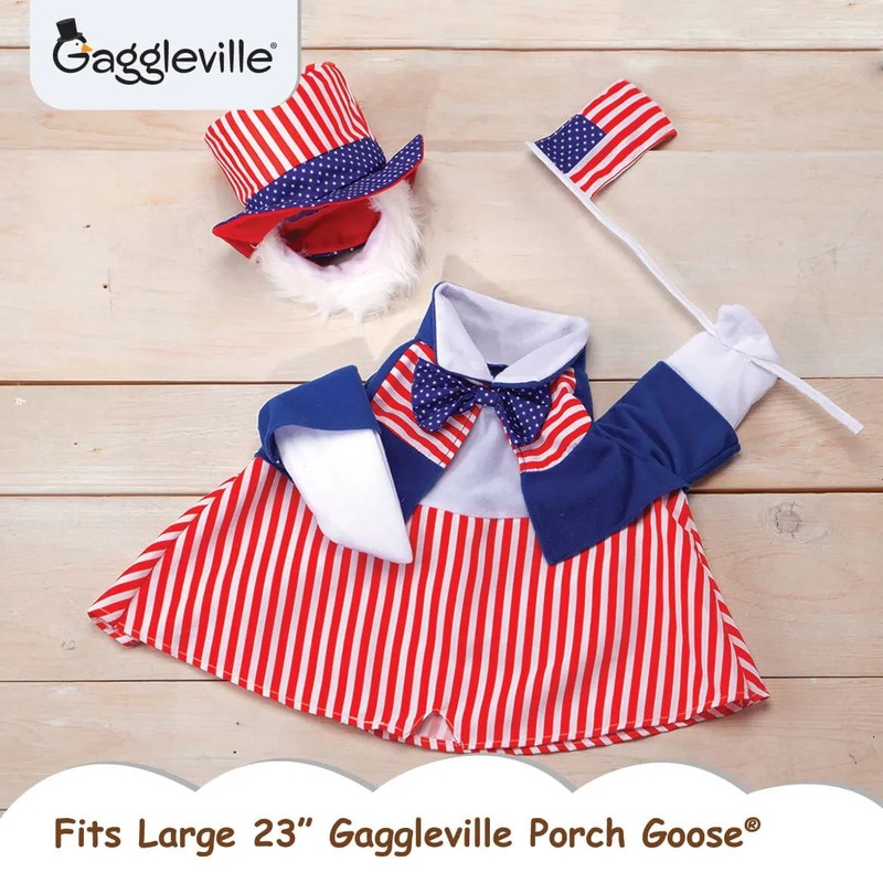 Uncle Sam Large 23" Porch Goose Statue Yellow Outfit to Fit New by Gaggleville gallery