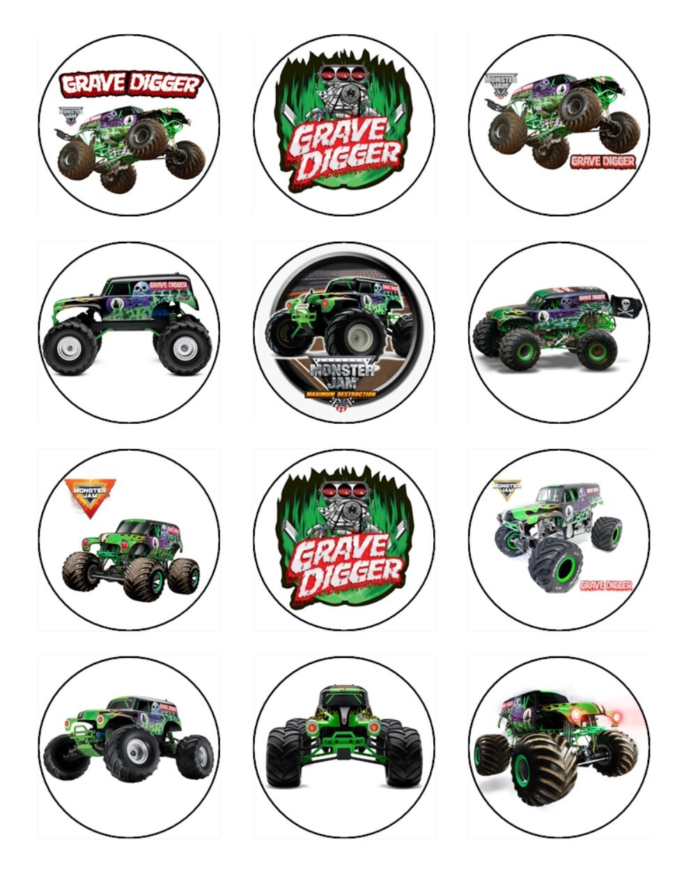 Monster Trucks Grave Diggers Edible Cake Topper Icing Cake Decorations (3 Sizes) gallery