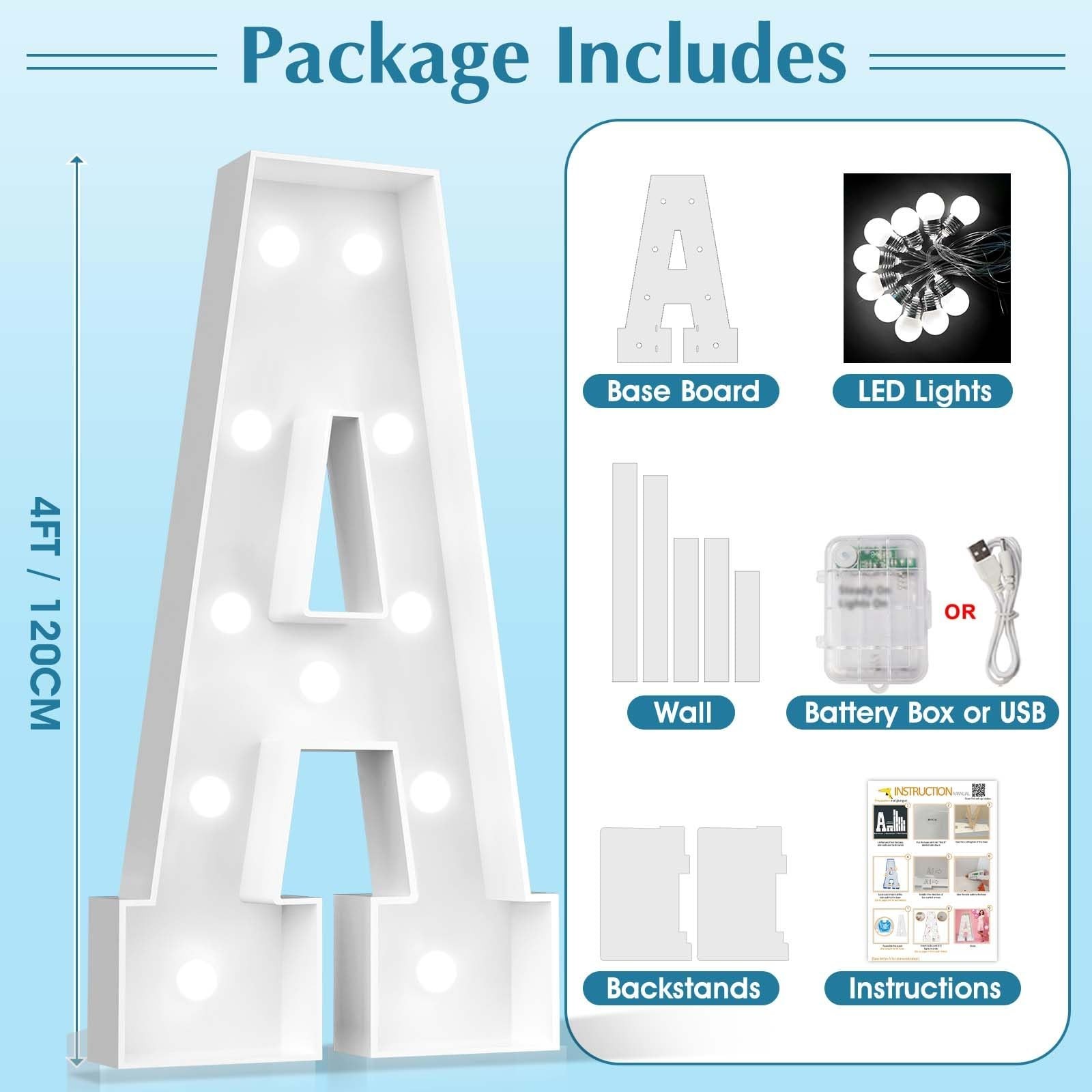 Ledido 4FT Marquee Light Up Letters L, Easy to Assemble Cool White Marquee Le... gallery