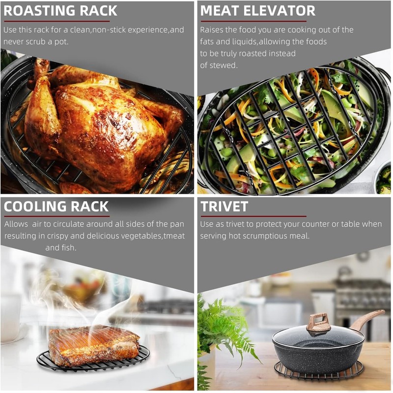 Roasting Rack, Black with Integrated Feet, Enamel Finished, Nonstick, (10”x6.5”) gallery