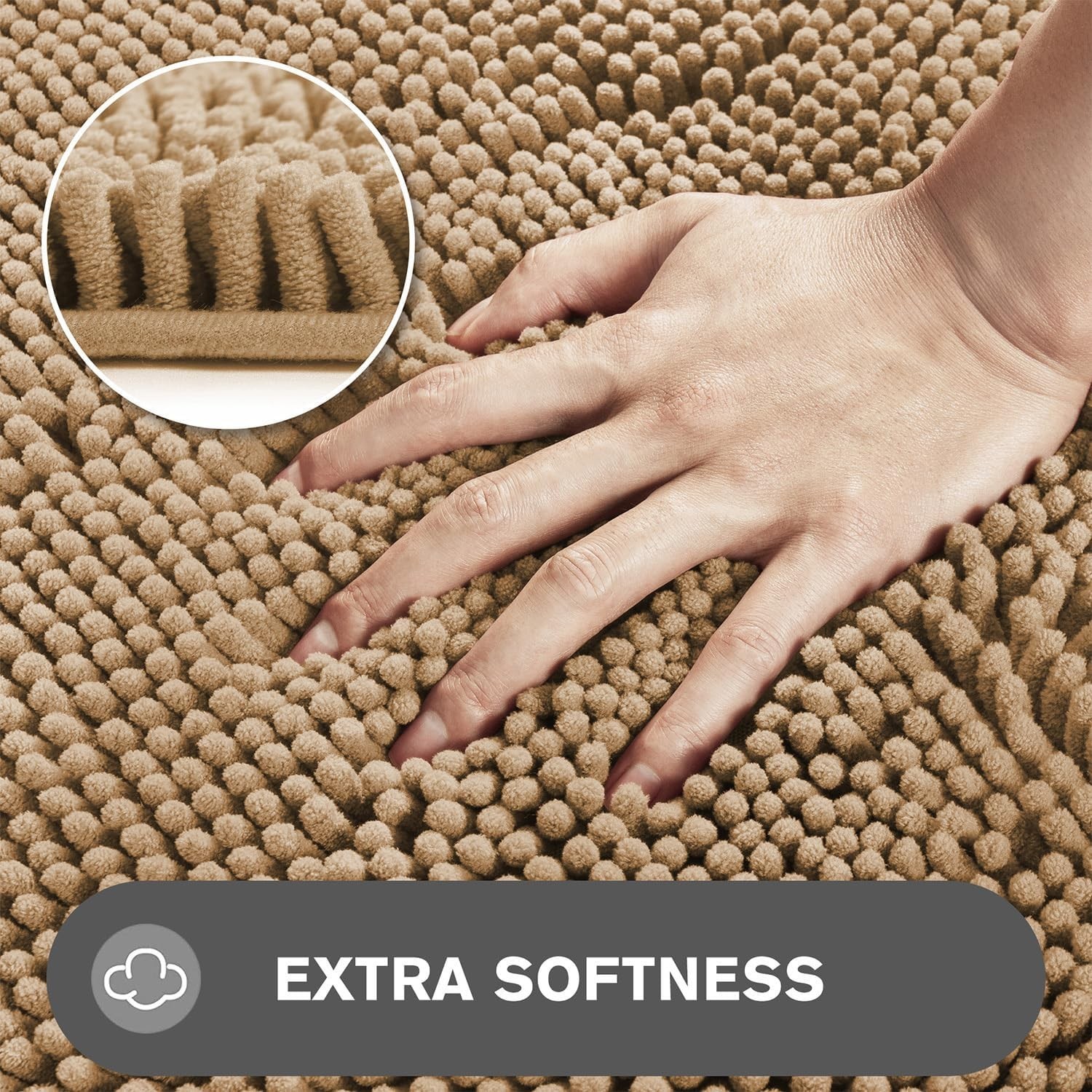 Small Bathroom Rug 12x18 Inch Washable Absorbent Non Slip Chenille Mat Beige gallery