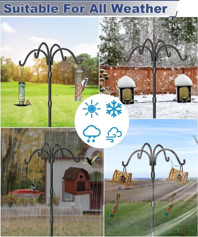 Upgrade 4-Hook Shepherds Hooks for Outdoor with Plastic Tube, 60" Heavy Duty Bir gallery