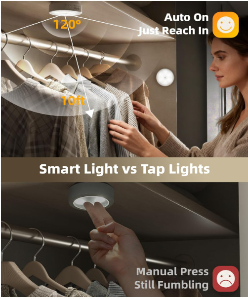 4 Luces LED Magnéticas con Sensor de Movimiento, Regulables, Recargables 1200mAh gallery