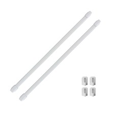 Bundle 2 Cafe Curtain Rods Adjustable and 4 Self Adhesive Hooks