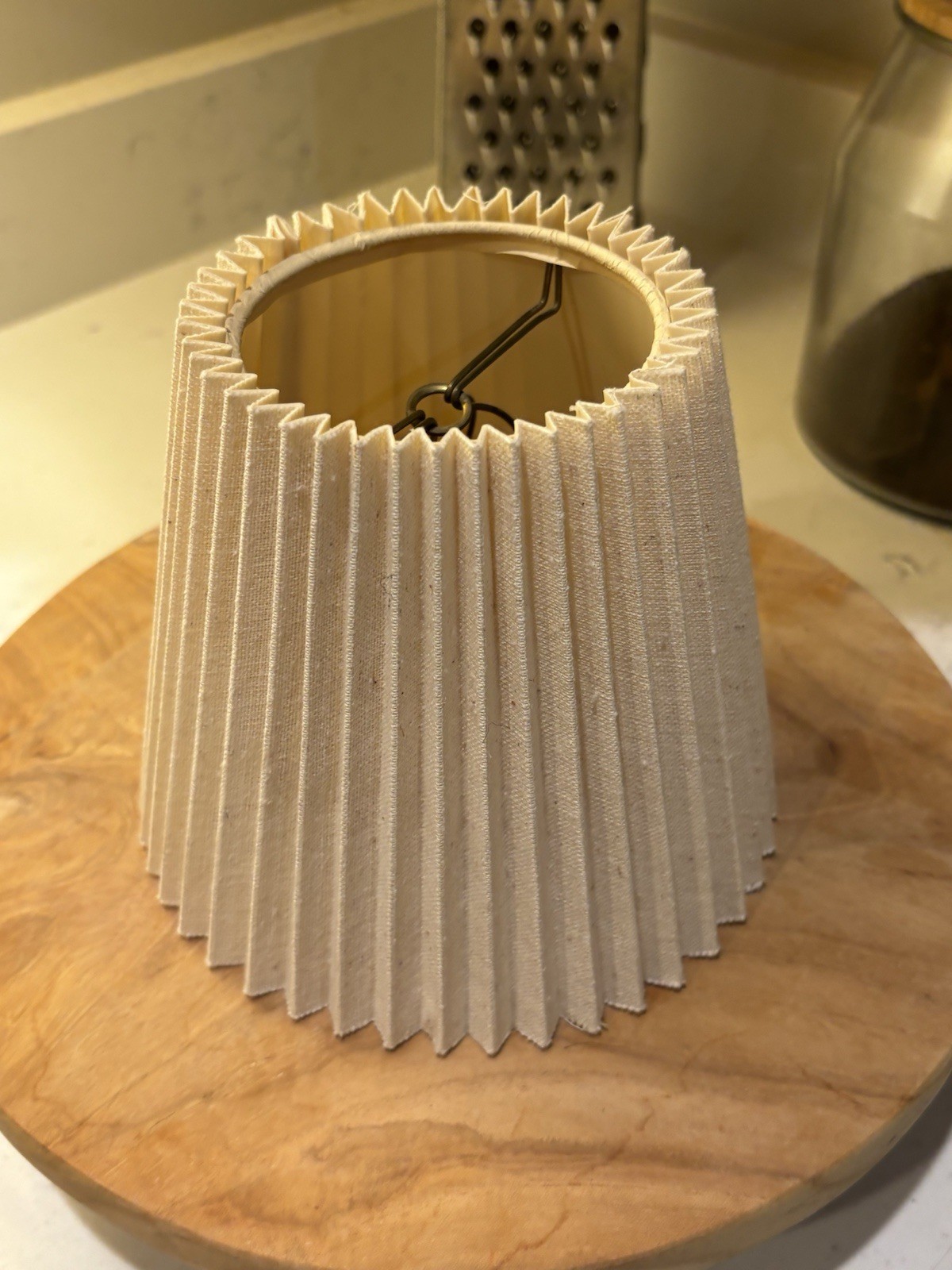 Beige Solid Color Empire Lamp Shade Fabric, Pleated, E26, 6 in x 6 in gallery