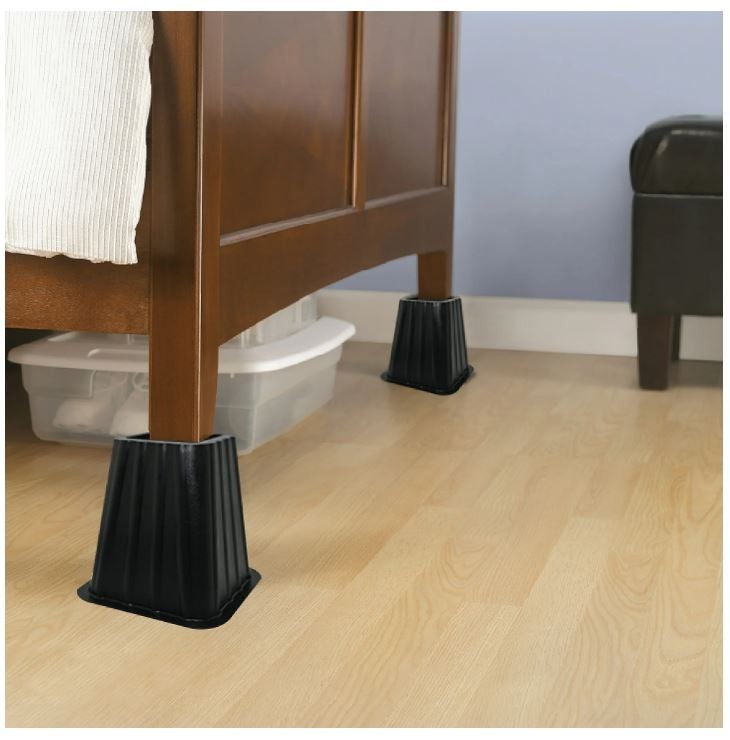 4 Pack, Black Bed Risers, Raise Your Bed to Create Storage Space,NEW gallery