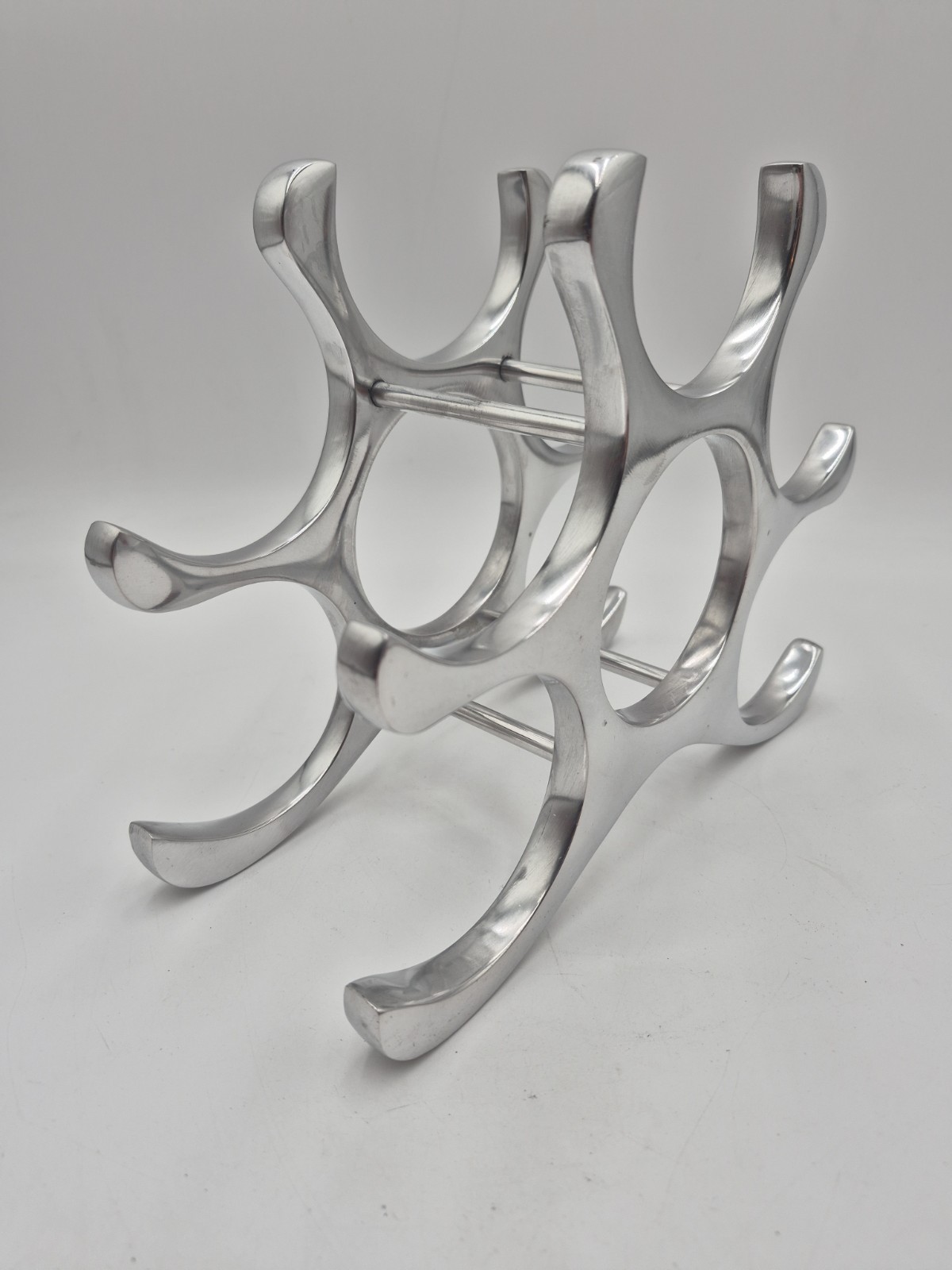 Cast Aluminum Wine Rack Mid Century Modern Michael Noll Style 6 Bottle Holder gallery