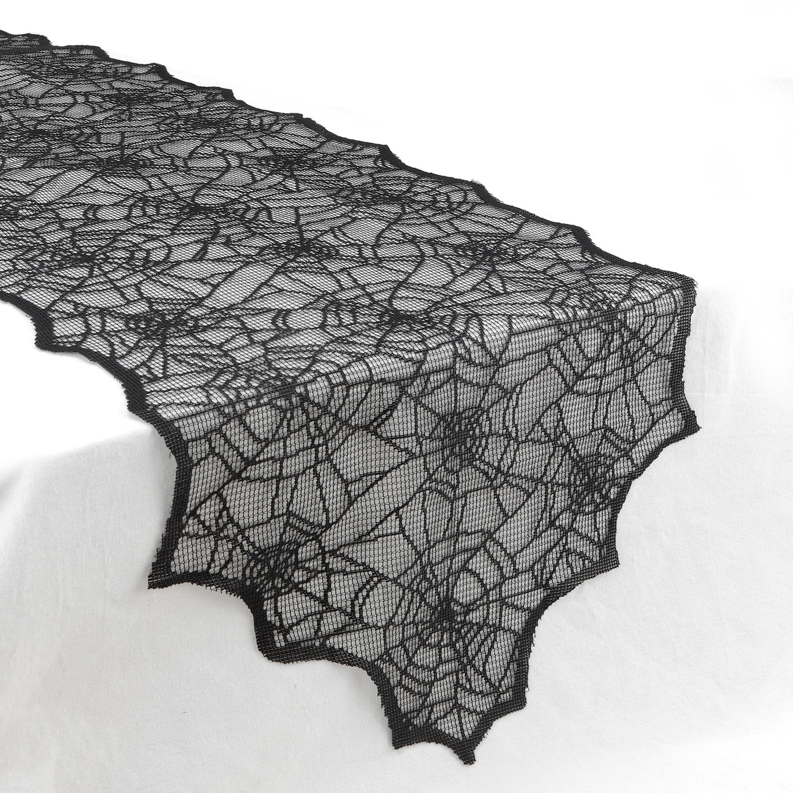 Halloween Table Runner, 14 X 48 Inch Black Lace Spider Web Table Runner, Spid... gallery