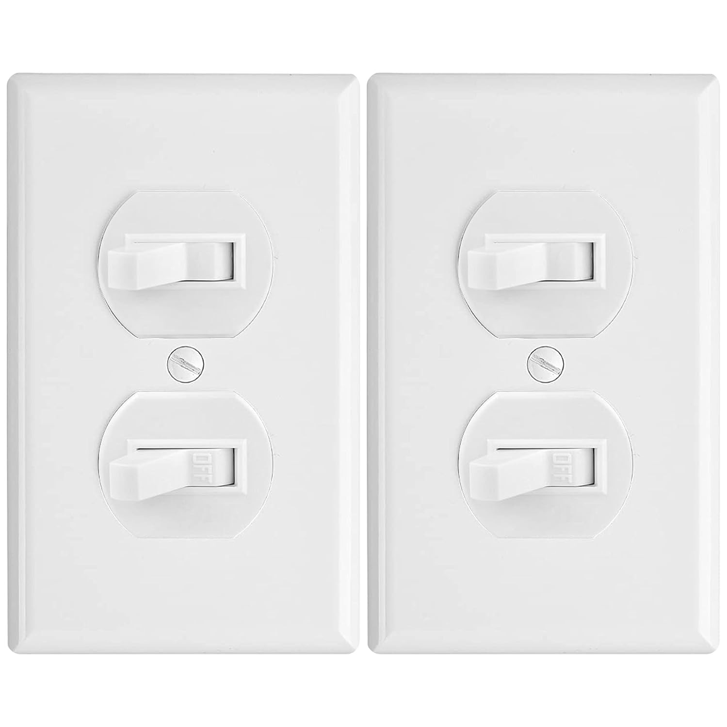 White Double Light Switch (2-Pack) | Two Single-Pole Wall Light Switches in 1-G gallery