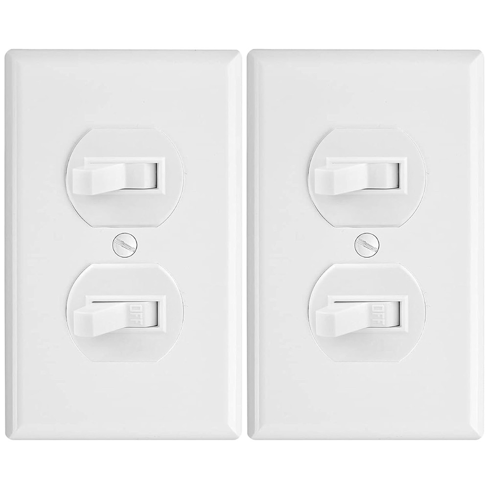 White Double Light Switch (2-Pack) | Two Single-Pole Wall Light Switches in 1-G
