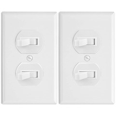 White Double Light Switch (2-Pack) | Two Single-Pole Wall Light Switches in 1-G
