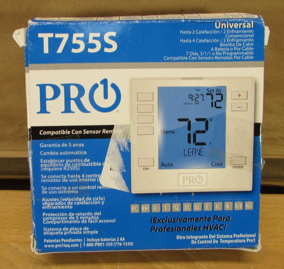 PRO1 T755S Programmable Thermostat Heat Pump Conventional Open Box gallery