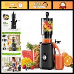 Cold Press Slow Masticating Juicer, 4.25″ Feed Chute, High Juice Yield, Safety L