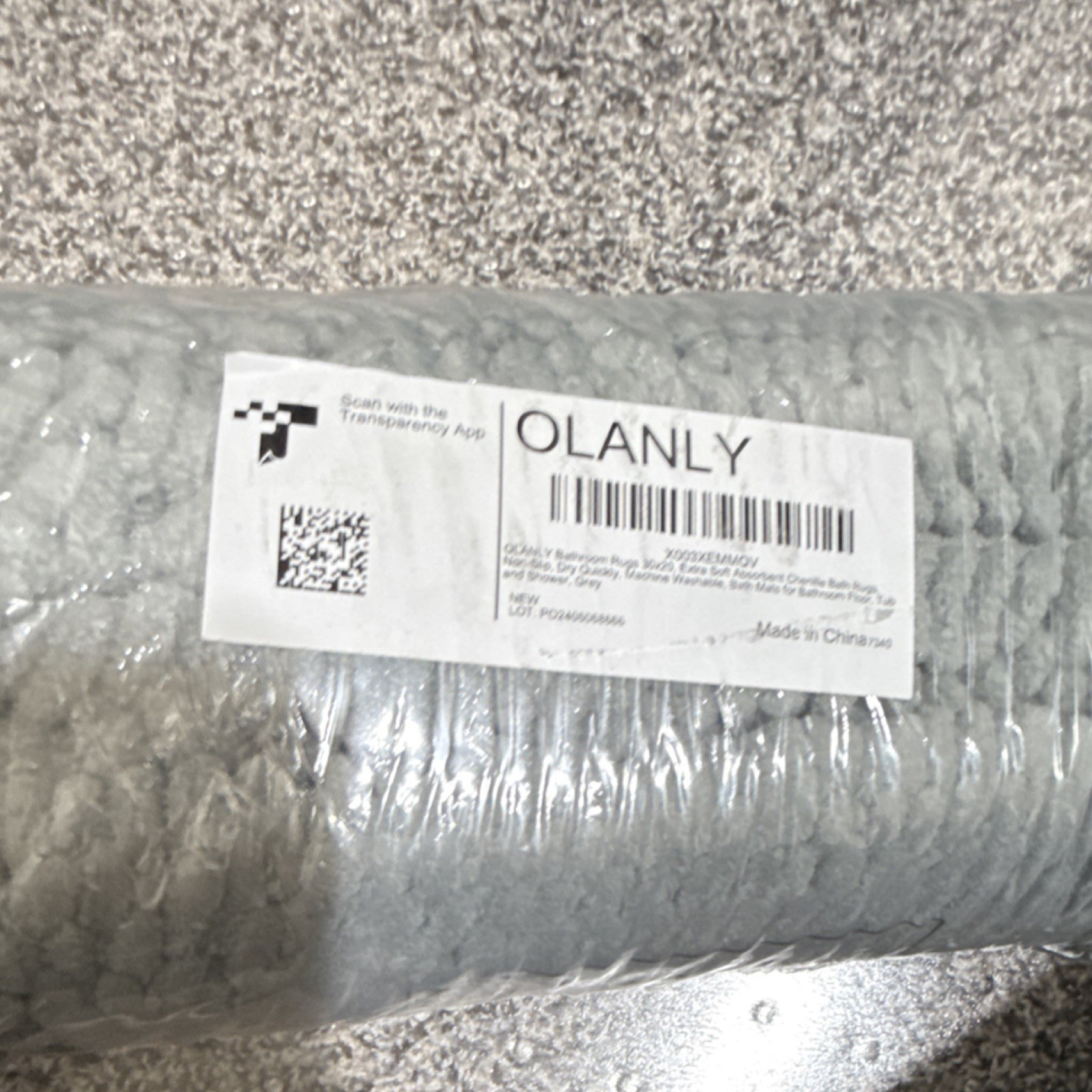 OLANLY Gray Chenille Rectangular Bath Mat Rug, Solid, Machine Wash Tumble Dry gallery