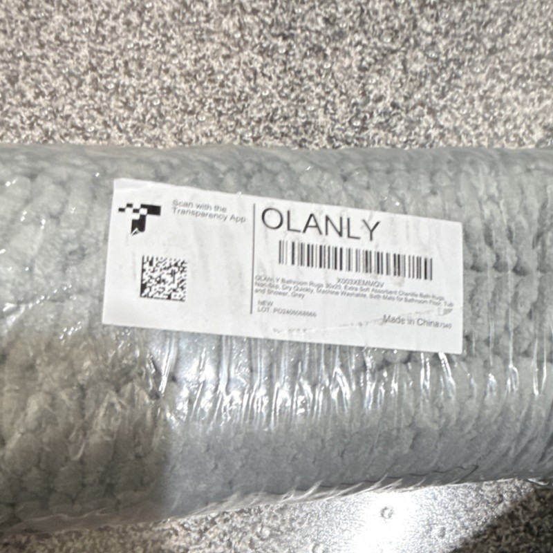 OLANLY Gray Chenille Rectangular Bath Mat Rug, Solid, Machine Wash Tumble Dry gallery