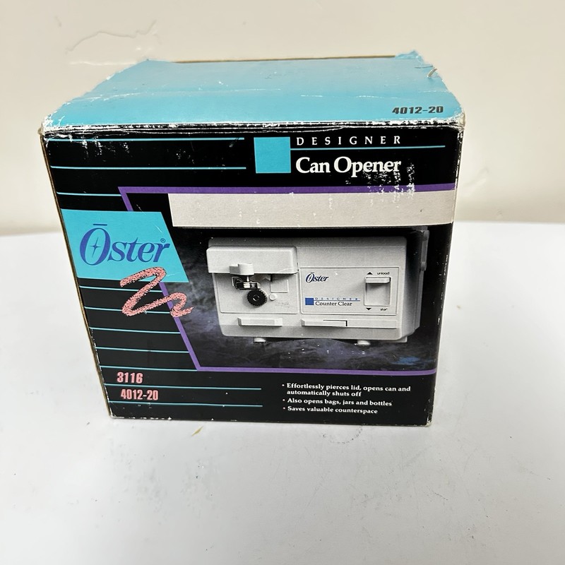 Oster SpaceSaver Under Cabinet Designer Can Bottle Opener 4012-20 3116 NOB gallery