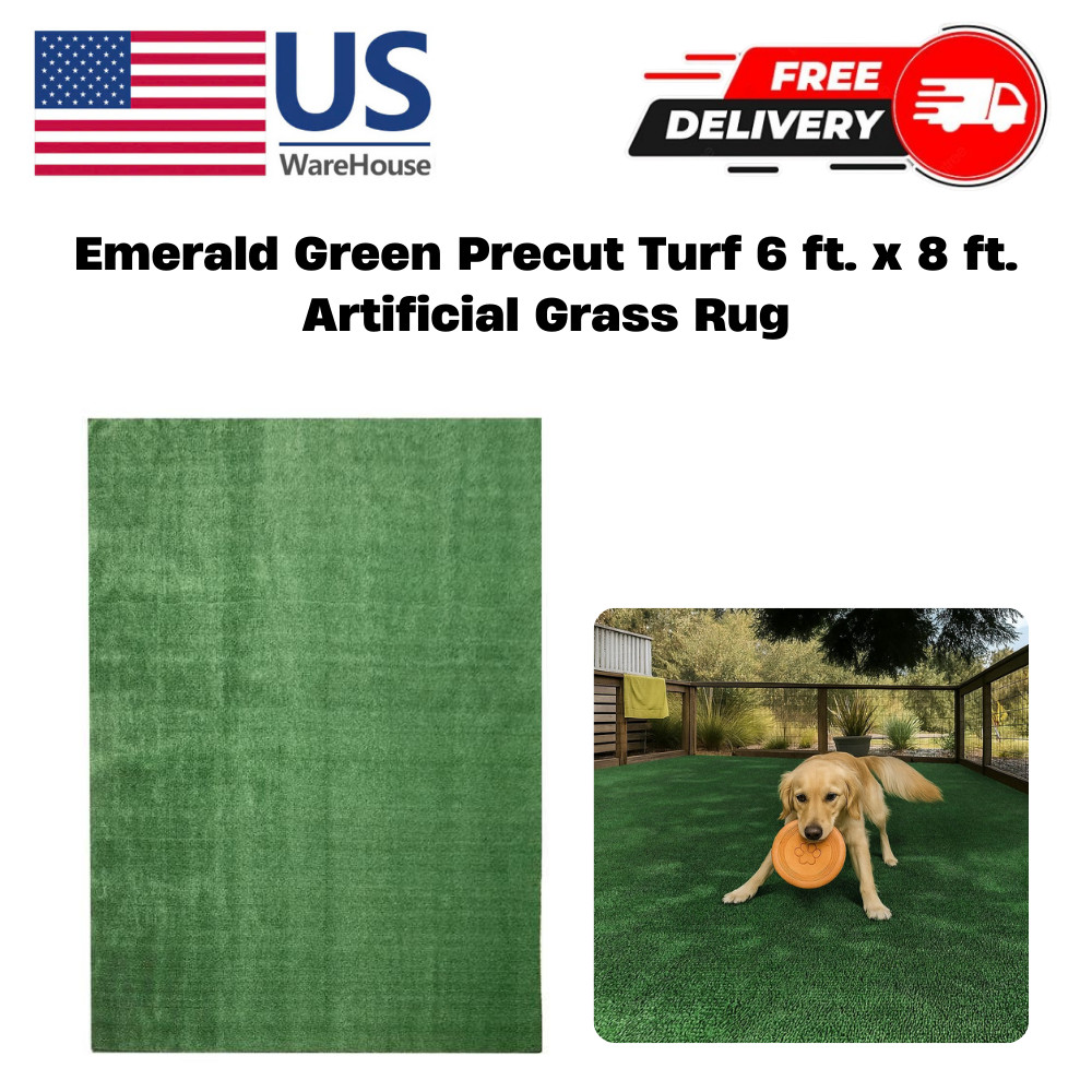 Green Artificial Grass Rug 6 ft. x 8 ft. Patio Deck Indoor Outdoor Landscape NEW gallery