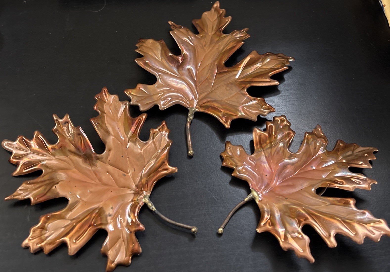 Vintage Mid Century Copper Metal Maple Leaf Wall Hanging Leaves Sculpture MCM 3 gallery