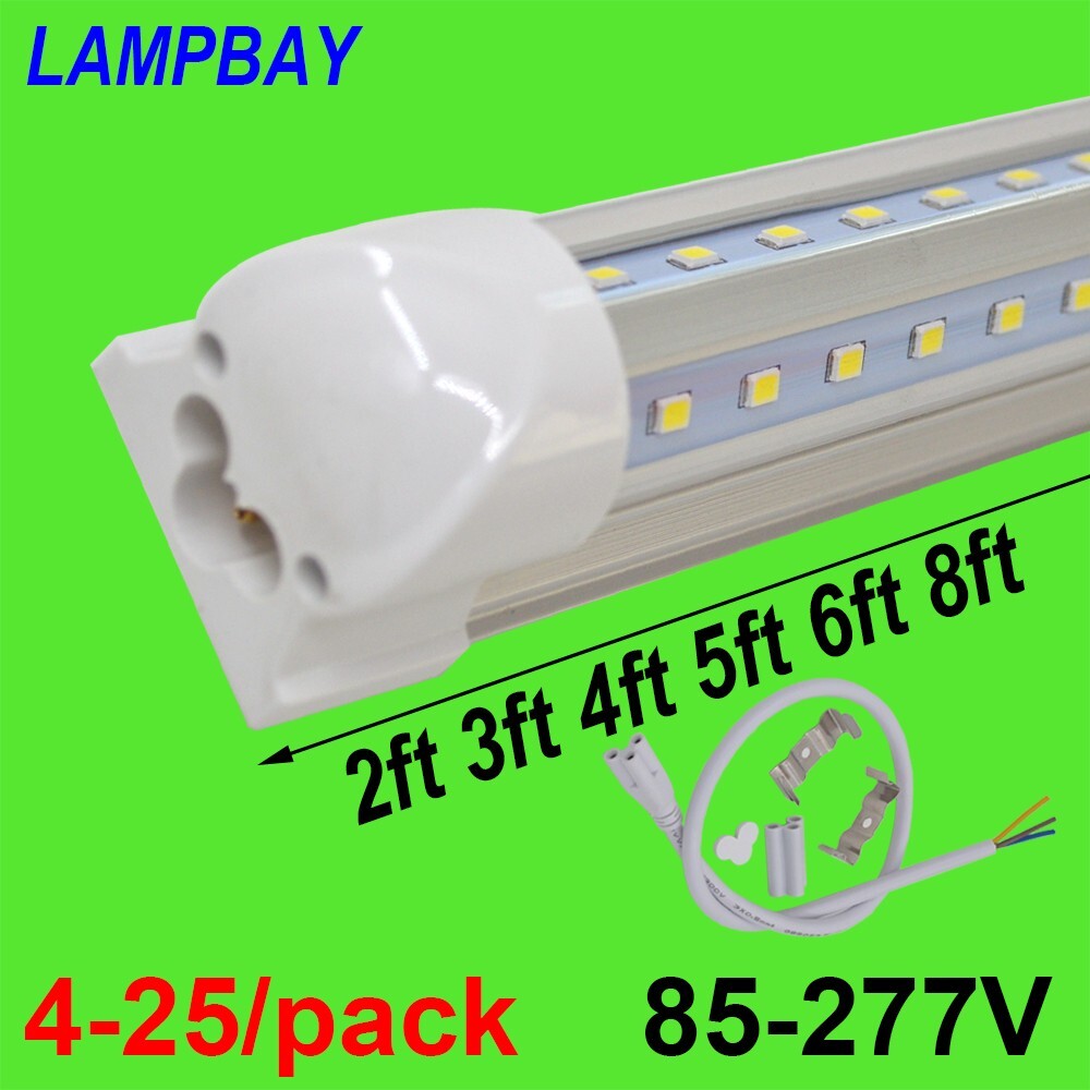 LED Tube Lights V shaped 2ft 3ft 4ft 5ft 6ft 8ft Bar Lamp T8 Integrated Fixture