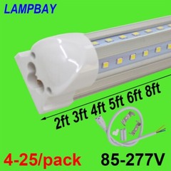 LED Tube Lights V shaped 2ft 3ft 4ft 5ft 6ft 8ft Bar Lamp T8 Integrated Fixture