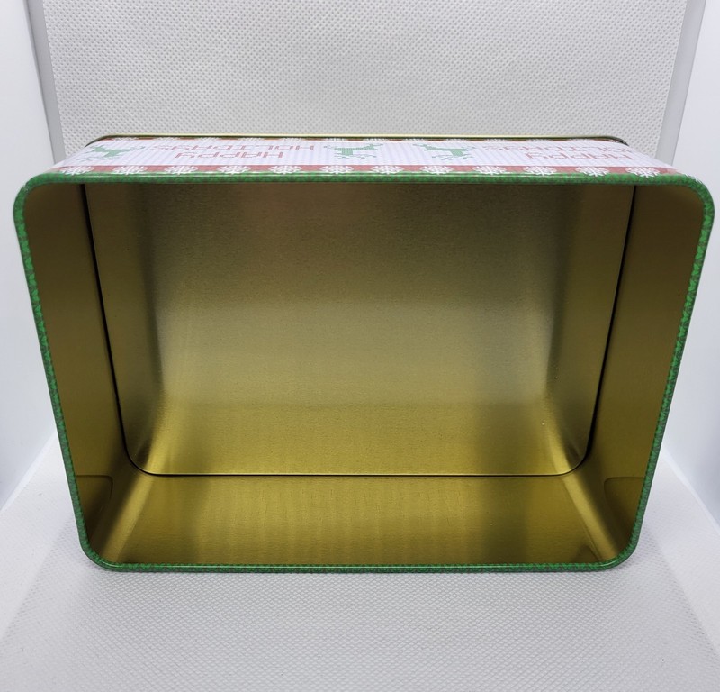 Tin Christmas Rectangular Multipurpose Gift Container 6 1/2" x 4 1/2" x 2 1/2" gallery