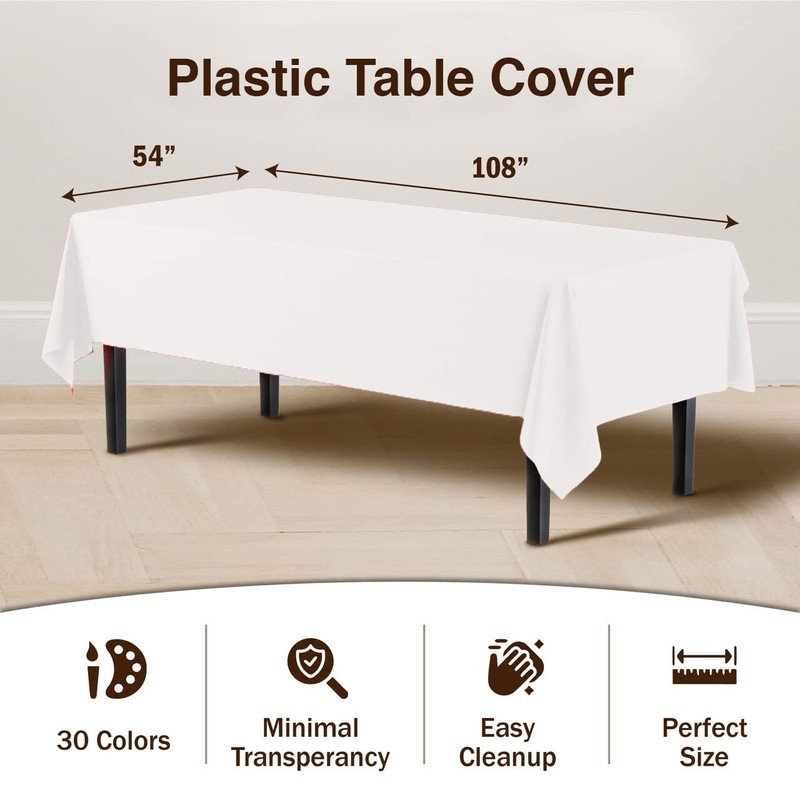 Exquisite 6-Pack Premium Plastic Tablecloth 54in. x 108in. Rectangle Plastic ... gallery